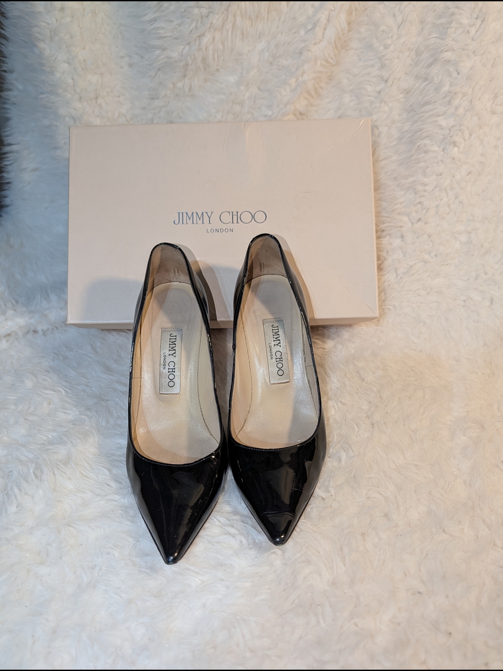 Jimmy Choo Black Patent Leather Pointed Toe Pumps - Picture 4 of 7